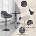 Miniatyrbillede 4 af 8: Rootz Ergonomic Justerbar Barstol - Komfortabelt fløjlssæde - Drejelig bordstol - Stabil metalbund - Moderne design - Mørkegrå/sort - 37 cm x 37,5 cm