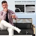 Miniatyrbillede 5 af 10: Rootz 4 stykker Rattan Garden Set - Balkon Møbler - Vejrbestandigt Sofa Set - Komfortpuder - 116 cm x 71 cm x 78 cm