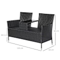 Pikkukuva 3 / 7: Rootz Poly Rattan Lounge Garden Penkki - musta, beige - polyrottinki, teräs, lasi - 52,36 cm x 24,8 cm x 33,07 cm