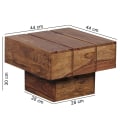 Miniatyrbillede 3 af 7: Rootz Sofabord - Massivt Træ Sofabord - Sidebord - Firkantet - Brun - Håndlavet