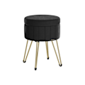 Pikkukuva 1 / 6: Rootz Velvet Pyöreä jakkara - Ottoman - Pehmustettu istuin - Mukava istuin - 39 cm D x 44,4 cm K - Muste musta - Erittäin kestävä vaahto