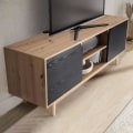 Miniatyrbillede 6 af 6: Rootz Lowboard 150 cm TV-skab - Underholdningsenhed - Mediekonsol - Moderne design - Kontrasterende farver - Rummelig opbevaring - 150 cm x 55 cm x 40