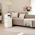 Miniatyrbillede 3 af 6: Rootz Bedside Bord smal - sidebord - natbord - dobbelt opbevaring - hvid - 30 cm x 25 cm x 65 cm