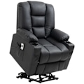 Miniatyrbillede 1 af 3: Rootz massagestol med ståhjælp - Riser stol - Fjernbetjening - Imiteret læder - Sort - 90x98x102 cm