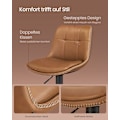 Miniatyrbillede 3 af 8: Rootz 2-delt sæt barstole - Køkkenskamler - Stole i modhøjde - PU-materiale - Forkromet stål - Skumpolstring - 44 cm x 48 cm x (90-112) cm - Karamelbr