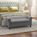 Miniatyrbillede 2 af 10: Rootz polstret sengebænk - Fløjlsbænk - Opbevaringsbænk - Elegant design - Rigelig opbevaring - Komfortable siddepladser - 126 cm x 48,5 cm x 57 cm -