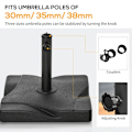 Miniatyrbillede 6 af 10: Rootz Parasolstativ - Parasolfod - 20 kg Parasolstativ til parasol - Parasolstænger - Parasolstativ til have - Balkon - Cement - Sort - 41,5 x 41,5