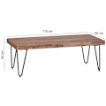 Miniatyrbillede 7 af 7: Rootz sofabord massivt træ akacie 115 cm bredt stuebord design metalben sidebord i landlig stil