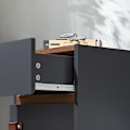 Pikkukuva 8 / 8: Rootz Elegant Bedside -pöytä - sivupöytä - Yöpöytä - runsaasti säilytystilaa - 30x56x30cm - harmaa ja ruskea nahka