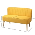 Miniatyrbillede 3 af 7: Rootz Sofa - 2 personers stofsofa - Sofasæde - Lounge Sofa - Gul - 117 x 56,5 x 77 cm