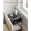 Miniatyrbillede 5 af 6: Rootz Supplement Side Table - Accent Table - End Table - USB+AC Connections - Black Chipboard & Steel - 30x34x58cm