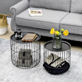 Miniatyrbillede 2 af 6: Rootz sæt med 2 sideborde i scandi-design - med opbevaringsplads - kan stables - komfortabel sofa - stål - sort - 40 cm x 40 cm x 40 cm