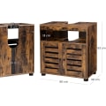 Miniatyrbillede 9 af 9: Rootz Badeværelsesmøbel - Underskab til håndvask - Fordybning - Åbent rum - Franske døre - Industriel - Brun - Sort - Forarbejdet træ - 60 x 30 x 63 c