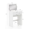 Miniatyrbillede 7 af 7: Rootz Toiletbord 60x81x40 cm Hvidt Konsolbord Træ Moderne - Kosmetikbord med skammel og spejl - Hvidt toiletbord med klaprum - Moderne make-up bord pi