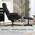 Miniatyrbild 4 av 11: Rootz Reclining Chair with Pall Set - Swivel Seat - Rocker Function - Velvet Look, 135 ° Justera - 74W x 81d x 102h cm, svart