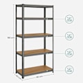 Miniatyrbillede 3 af 8: Rootz opbevaringsstativ - opbevaringshylder - kraftige reoler - 5 niveauer opbevaringshylder - metalopbevaringshylder - grå - 180 x 90 x 40 cm