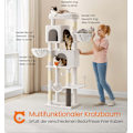 Miniatyrbillede 2 af 7: Rootz Scratching Tree - Cat Tower - Cat Climbing Post - 2 huler & dyser - 175 cm høj, hvid, træspanel, sisal - 57x45x175cm