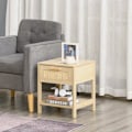 Miniatyrbillede 3 af 8: Rootz Bedside Table - Bedside Table - Bedside Table - Side Table - Drawer Storage Shelf - Natural - 40 x 40 x 48 cm