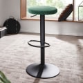 Pikkukuva 2 / 7: Rootz baarijakkara sametinvihreä jakkara ilman selkänojaa 58 - 79 cm - Keittiöjakkara kangas - metalli 100kg - Design baarijakkara työjakkara pyörivä