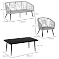 Miniatyrbillede 3 af 10: Rootz Udendørs møbelsæt - Havemøbelsæt - 4-delt terrassesofasæt i rattan - Med 2 enkelt polstrede sofaer - 1 Loveseat og 1 sofabord - Grå