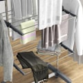 Miniatyrbillede 4 af 6: Rootz Tørrestativ - Tøjlufter - Tørretumbler - 4 niveauer - Sammenfoldelig - Et-klik-system - Rustfrit stål - Blå - Sølv - 142cm X 55cm X 152cm