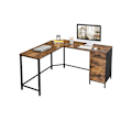Pikkukuva 2 / 7: Rootz-toimistopöytä kaapilla - Vintage Industrial Desk - Puinen säilytysyksikkö - Lastulevy ja teräs - 137cm x 150cm x 75cm.