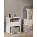 Miniatyrbillede 2 af 6: Rootz sengebord med opladningsfunktion - Natbord - Skuffe - Mat hvid - Spånplademateriale - 35 cm x 45 cm x 58,3 cm - 11,6 kg