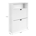 Miniatyrbillede 5 af 7: Rootz hvidt skoskab med 2 klapper - Skovipper - Skokommode - Robust MDF-konstruktion - Ekstra opbevaringsrum - Kan monteres på væggen - 80 cm x 110 cm