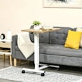 Miniatyrbillede 5 af 5: Rootz stående skrivebord - Højdejusterbar - 4 hjul - C-form - Naturlig + Hvid - 65 cm x 48 cm x 70-110 cm