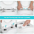 Miniatyrbillede 4 af 9: Rootz Soft Close toiletlåg - D Shape Badeværelsessæde - Quick Release Funktion - Antibakteriel beskyttelse - 41-46cm x 36cm - Hvid