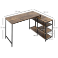 Pikkukuva 3 / 6: Rootz Corner Desk - Tietokonepöytä - Työpöytä - Työpöytä - Musta - Ruskea - 135 cm x 90 cm x 79 cm