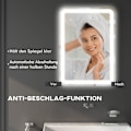 Miniatyrbild 6 av 10: Rootz badrumsspegel - LED sminkspegel - Touch Switch - Justerbar belysning - Anti-dimma - Minnesfunktion - Väggmonterad - 50cm x 4cm x 70cm