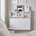 Miniatyrbild 8 av 10: Rootz Väggmonterat hopfällbart bord - Matbord - Garderob med hyllor - Justerbar förvaring - Utrymmesbesparande design - Enkel montering - Vit - 90cm x