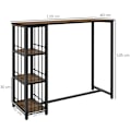 Miniatyrbillede 3 af 6: Rootz Barbord - Køkkenbord - Industrielt design - 3 hylder - Spånplade - Stål - Sort + Brun - 120 x 40 x 105 cm