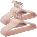Pikkukuva 1 / 7: Rootz vaateripustimet - 50 kpl - sametti - Liukumaton - Tilaa säästävä - Vaaleanpunainen - Kulta - 45 x 0,6 x 23,5 cm