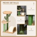 Miniatyrbillede 5 af 10: Rootz Cactus Design Cat Tree - Kradsestolpe - Klatrekattetræ - Sisal-indpakket stolper - Spånpladebase - Teddy Velour - 40cm x 35cm x 72cm