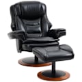 Miniatyrbillede 1 af 6: Rootz Relax Chair med Ottoman - Hvilestol - 360° roterende - Justerbart ryglæn - Sort + Brun - 94Lx98Wx104Hcm