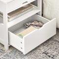 Miniatyrbillede 8 af 8: Rootz Sengebord - Natbord - Sidebord - Hvid MDF - Stor opbevaring med 2 hylder og 2 skuffer - Ridsefaste gulvbeskyttere - Alsidigt design - 45cm x 55c