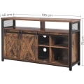Miniatyrbillede 6 af 8: Rootz tv-møbel - tv-skab - 2 skydedøre - op til 60 tommer - 135 x 40 x 76 cm - Justerbare hylder - Industriel - Brun - Sort