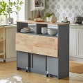 Miniatyrbild 4 av 9: Rootz Kitchen Island - Skänk med 2 skjutdörrar och vikbar bänkskiva - Kök Matsal - Skänk Förvaringsskåp - Skåp
