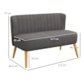 Miniatyrbillede 3 af 7: Rootz sofa - retrodesign - 2 pers. sofa - træben - fløjlsagtig polyester - mørkegrå - 117 cm x 56,5 cm x 77 cm