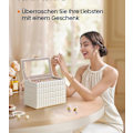 Miniatyrbild 2 av 6: Rootz smyckeskrin med spegel - Organizerfodral - 4-vånings - Molnvit - 17 cm x 28 cm x 20,5 cm - PU syntetiskt läder - MDF - Modern stil