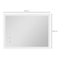 Miniatyrbild 3 av 3: Rootz LED Badrumsspegel - Bakgrundsbelysning - Touchfunktion - Vertikal+horisontell - Minnesfunktion - Ingen dimma - Vit+silver - 80 x 60 cm