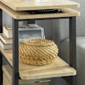 Miniatyrbillede 8 af 8: Rootz L-formet sidebord - Sofabord - Hjørneskrivebord - Industrielt design - Fleksibel og mobil med låsbare hjul - Metalstel af høj kvalitet - Robust