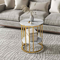 Miniatyrbillede 9 af 10: Rootz 2 -stykke sæt Round Side Bord - Sofaborde - Marmorudseende - Dobbelt lagerplads - Ø45 x 55H CM & Ø40 X 50,5 timer cm