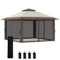 Miniatyrbillede 5 af 5: Rootz Foldepavillon - Højdejusterbar - 4 netvægge - Ventilationstag - Bæretaske - Hurtig montering - Beige - 4 x 4 x 3 m