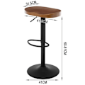 Miniatyrbillede 3 af 9: Rootz Wood Barstol - Solid Pine Sæde - Højdejusterbar skammel - Drejestol - Kitchen Island Taburet - 41,5 cm x (60-81) cm x 31,5 cm