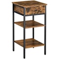 Miniatyrbillede 1 af 7: Rootz Sengebord - Sidebord - Skuffe - 2 hylder - 35 x 35 x 70 cm - Forarbejdet træ - Metal - Industriel - Brun - Sort