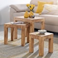 Miniatyrbild 2 av 8: Rootz 3-delade häckbord - Massivt trä - Acacia - Handgjorda - Utrymmesbesparande - Unik ådring - 45cm x 50cm x 36cm
