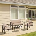 Miniatyrbild 2 av 7: Rootz Garden Soff Set - Rotting Soff Set - Boho Style - Väderbeständig - Fåtöljer - Sidostolar - Sittdynor - Stål-Polyester - Khaki - 116cm x 58cm x 6